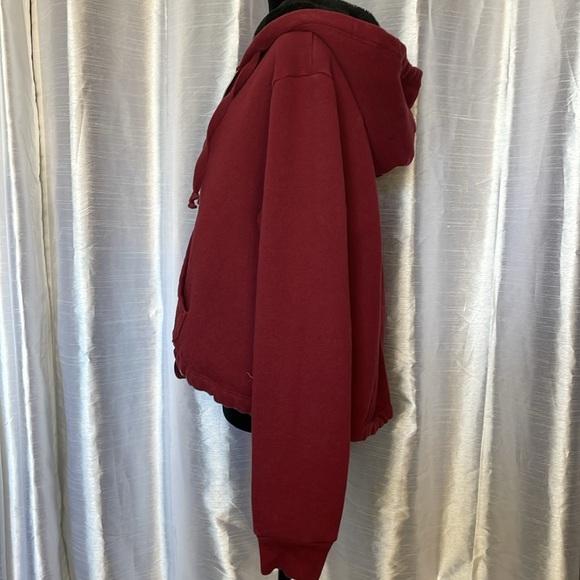 PINK Victoria’s Secret Women’s Large Burgundy Full Zip Fleece Lined Hoodie - Picture 4 of 9